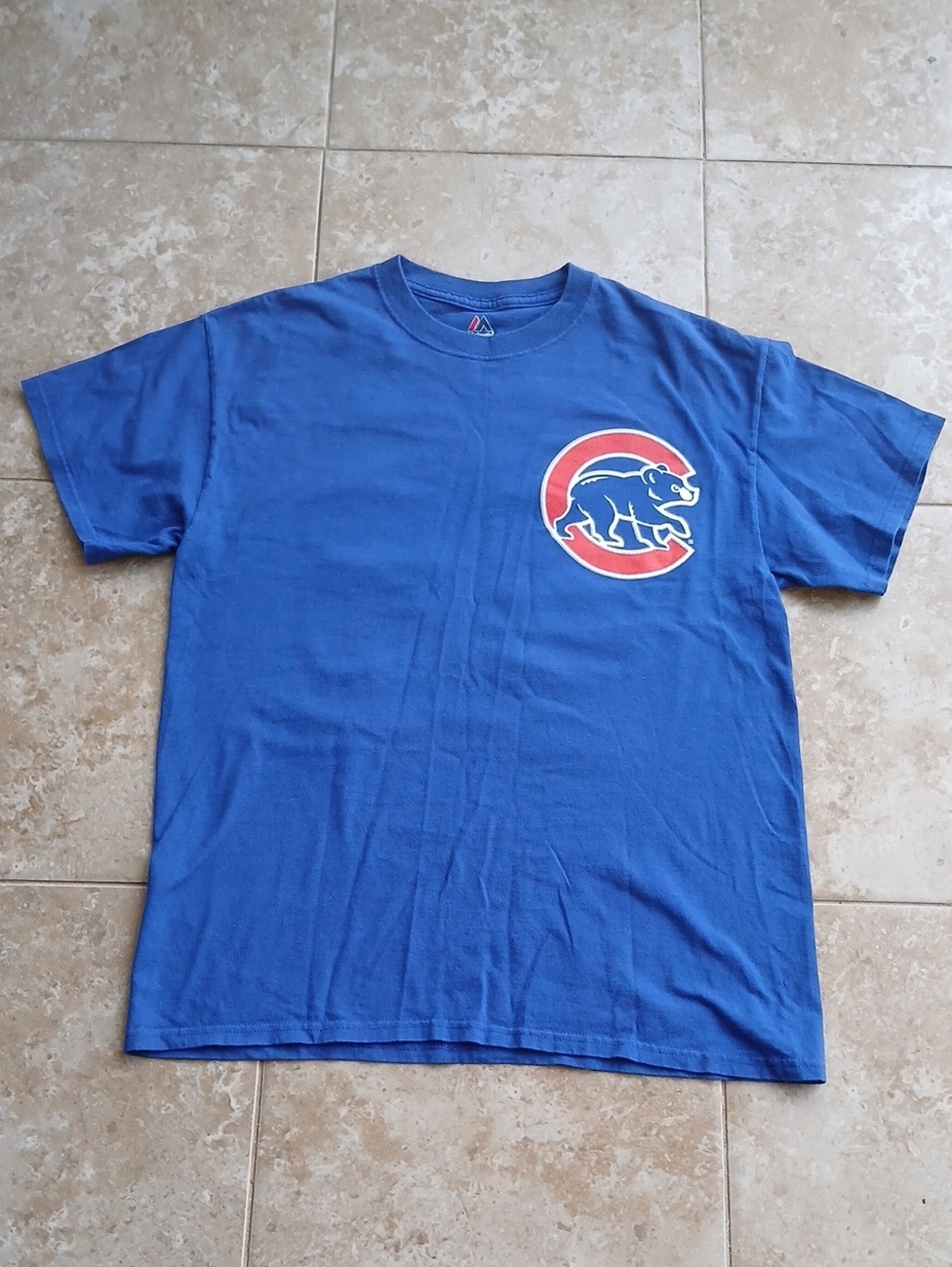 Majestic Chicago Cubs#44 Rizzo Royal Blue Tee with Logo